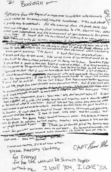 Курт Кобейн Kurt Cobain предсмертная записка 