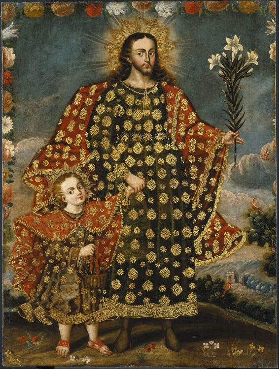 Святой Иосиф с Христом, Живопись, школа Куско Перу