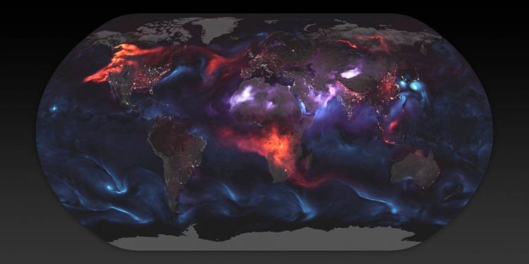 NASA, фото, Земля, аэрозоль, цвет, фиолетовый
